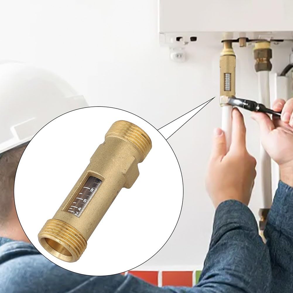 Visueller Durchflussregelventil DN25 aus Messing für HVAC, Einstellbares Kugelventil mit für skala zur Flow-Messung und Druckentlastung, 4-15L/m oder 8-30L/m(4-15L/m)