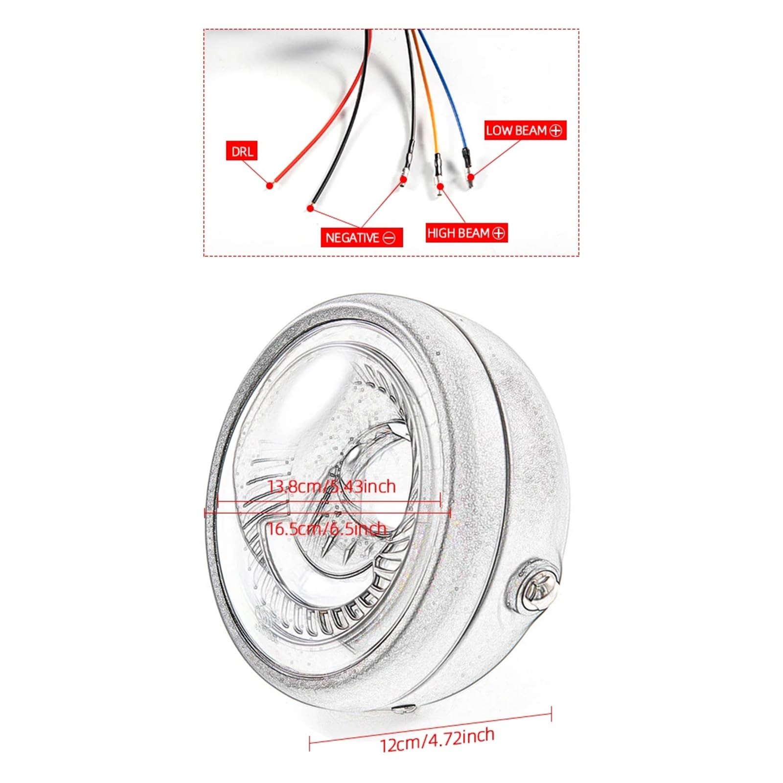 Moto Faro Fanale per Cafe per Racer per Bobber per Chopper per Cruiser Universale LED Moto Hi & Lo Fascio DRL Testa della Lampada Retro Vintage Faro