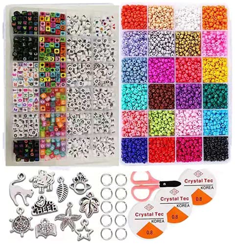 Perlas de rocalla de cristal para joyas, perlas planas, para pulsera, 5000 unidades, perlas de rocalla, perlas planas, letras de fabricación, joyas infantiles, accesorio de moda y pulsera Cover