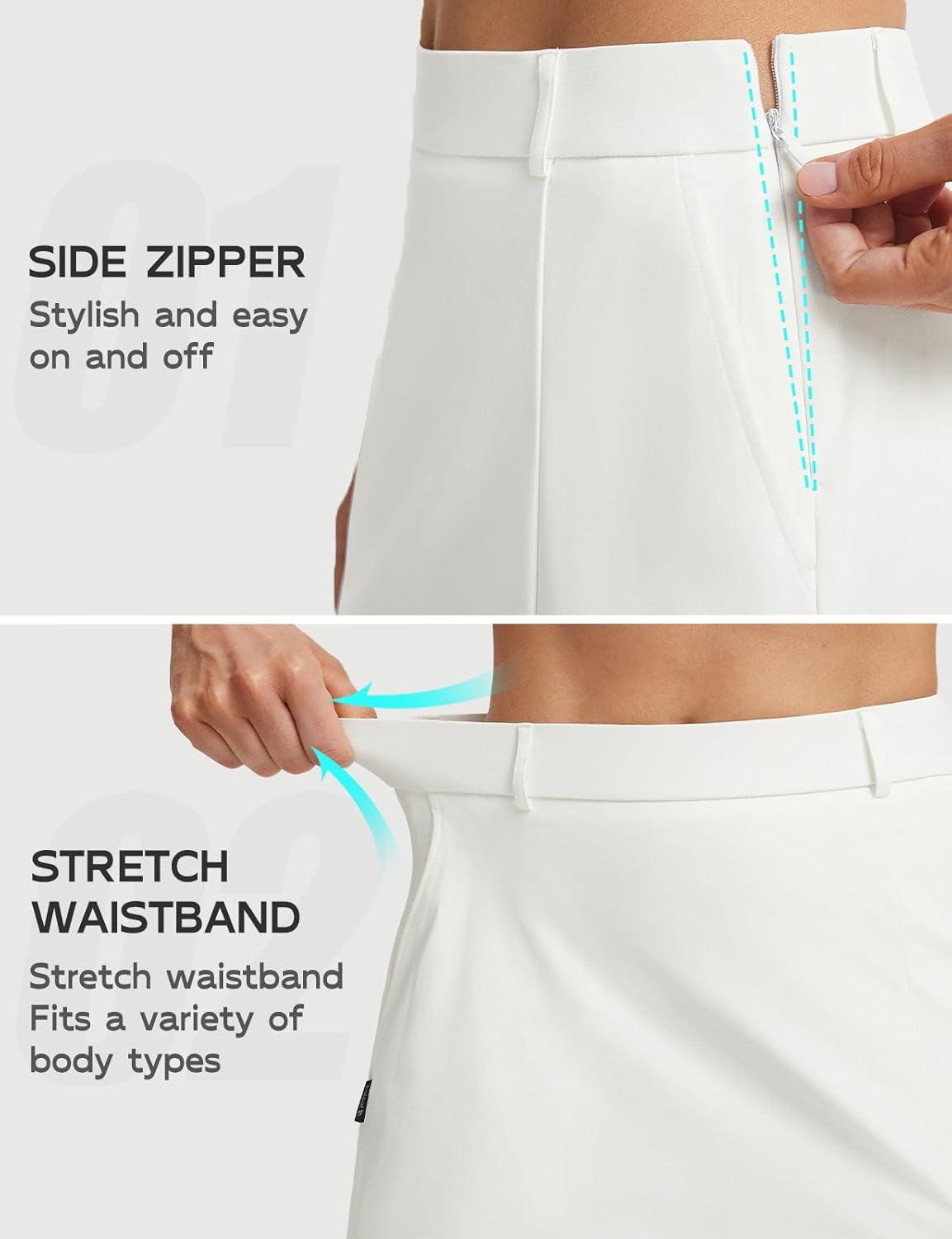 baleaf Women's 18" Golf Skorts Skirts Pockets UPF 50+ Zipper Quick Dry Casual Work Skort Travel - Image 6