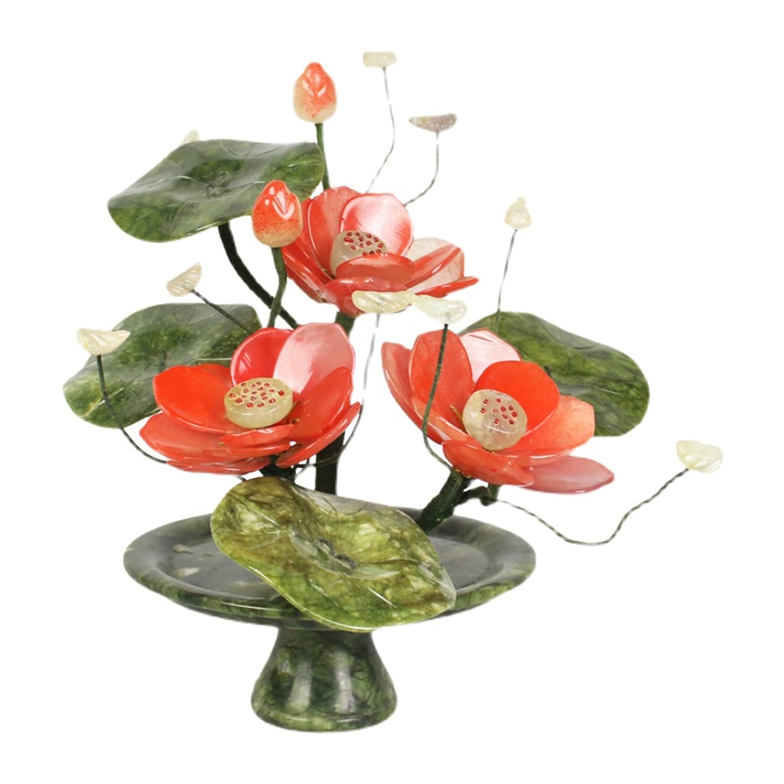 MYUYEE Bonsai Tree Artificial Bonsai Jade White Lotus Decoration Simulation Lotus Potted Artificial House Plants Office Desktop Display