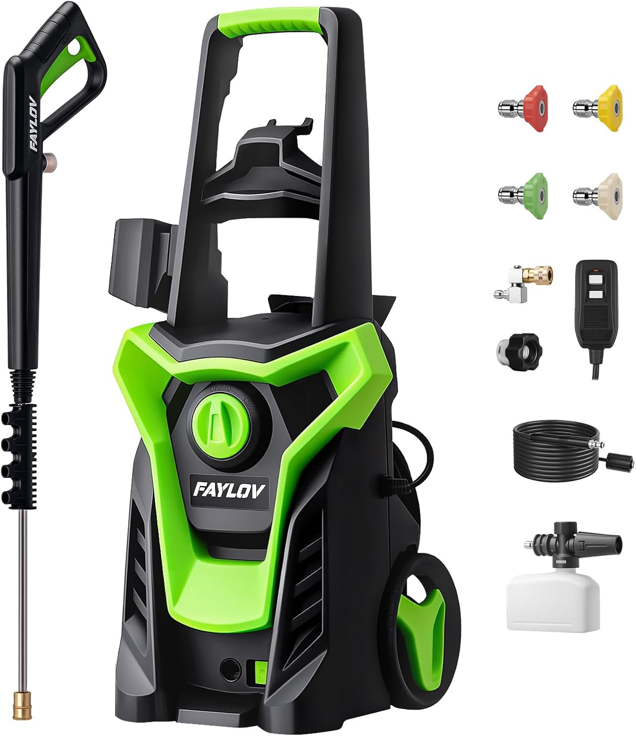 GFCI-Safe Electric Pressure Washer & Power Washer - 1450 PSI Verified Power, 1.33 GPM Pressure Cleaning Machine w/Foam Cannon & 4 Nozzles for Cars Driveways Patios