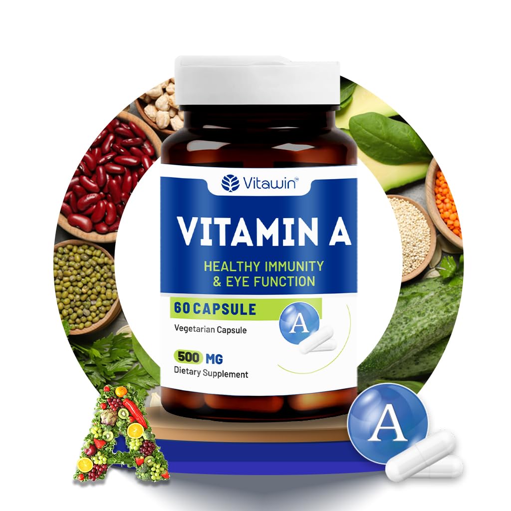 VitaWin Vitamin Supplements For Immunity || Healthy Skin || Eye Function || & Anti-Oxidant Support || Natural Herbal, Veg - 60 Capsules Nutrition Supplement (Vitamin A)