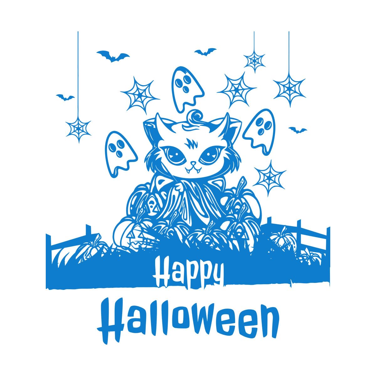 Vinyl Wall Decals Creative Horror Halloween Poster and Flyer 72x79.3cm Art Decoration XL-Blue