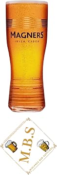 Midlands Bar Suppliers Magners Premium Irish Cider Glass, Pint Glass for Bar and Home Use & Thin MBS Coaster