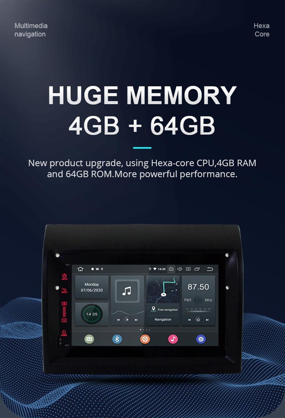 GPS Stereo 1Din Radio samochodowe 4G 64G Stereo WIFI dla Android