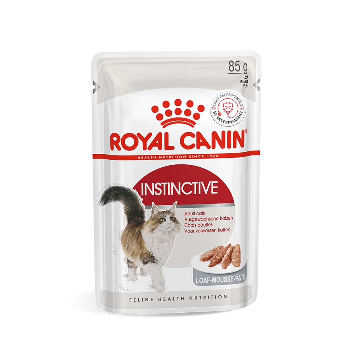 Royal Canin Instinctive, Adult Cat Food, 85 Grams, Pack of 12 Sachet, Wet Food, Supports Active Behavior, Urinary Tract Health & Renal Health, Instinctively Preferred