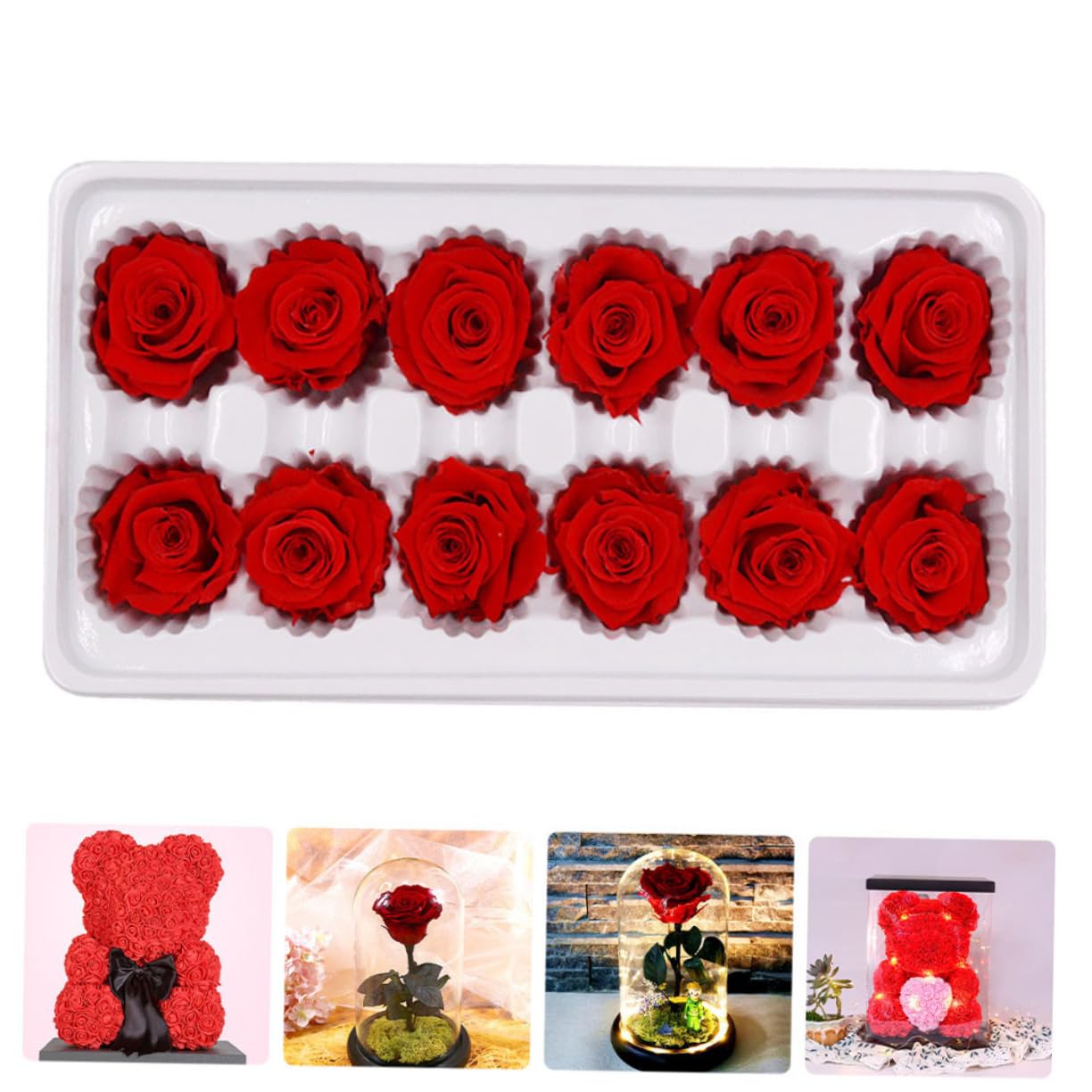 Garneck 4 Set Di Fiori Artificiali Per Occasioni Speciali Bouquet Di Fiori Conservati Decorazione Per Matrimoni Feste Di Compleanno 12 Pezzi * 4