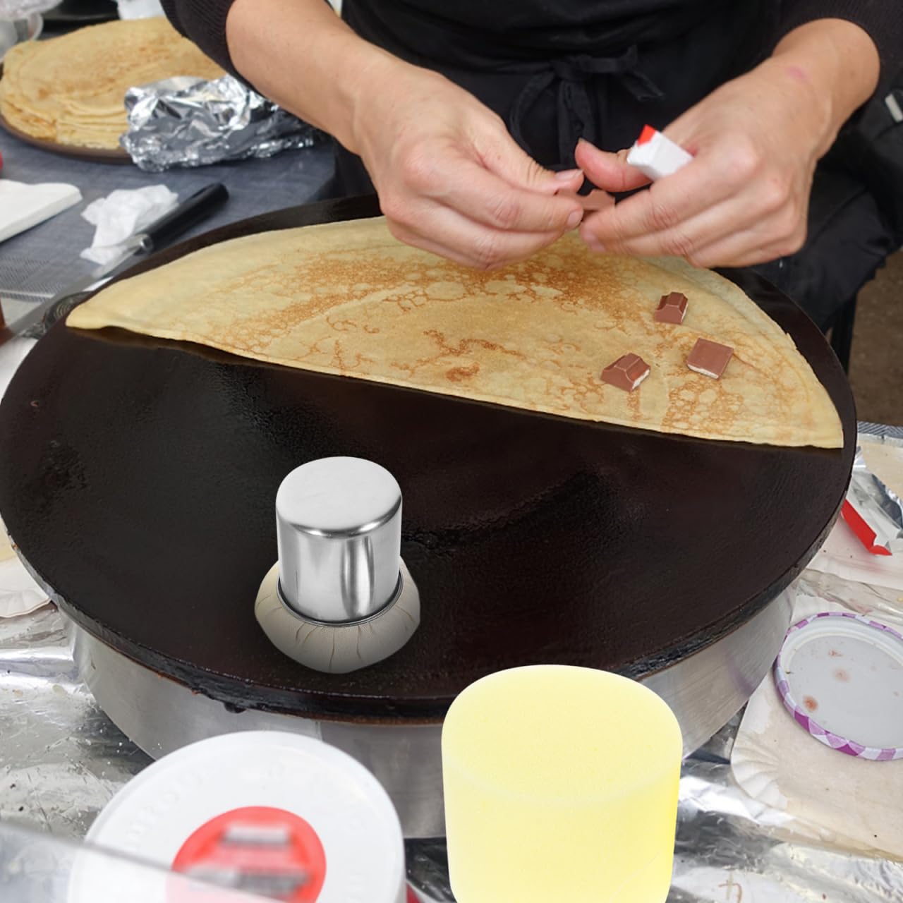 PRETYZOOM Brosse À Huile Pour Crêpes Avec Plateau Pratique Outil De Cuisine Multifonctionnel Pour Badigeonner Et Répartir L’Huile Uniformément