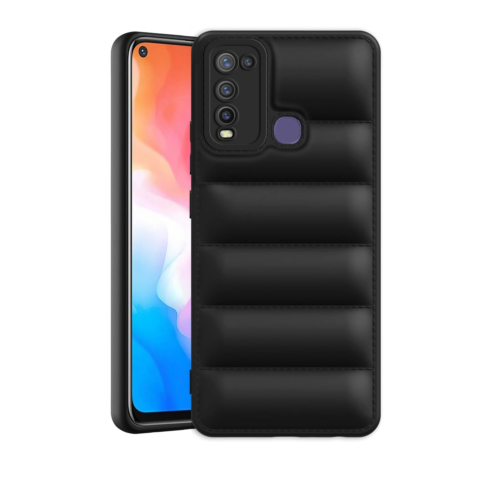 Amazon Brand - Solimo Rubber Puffer Case Camera Protection Soft Back Cover for Vivo Y50 / Y30 - Black (B0CV54P7KF) Amazon Price History, Amazon Price Tracker