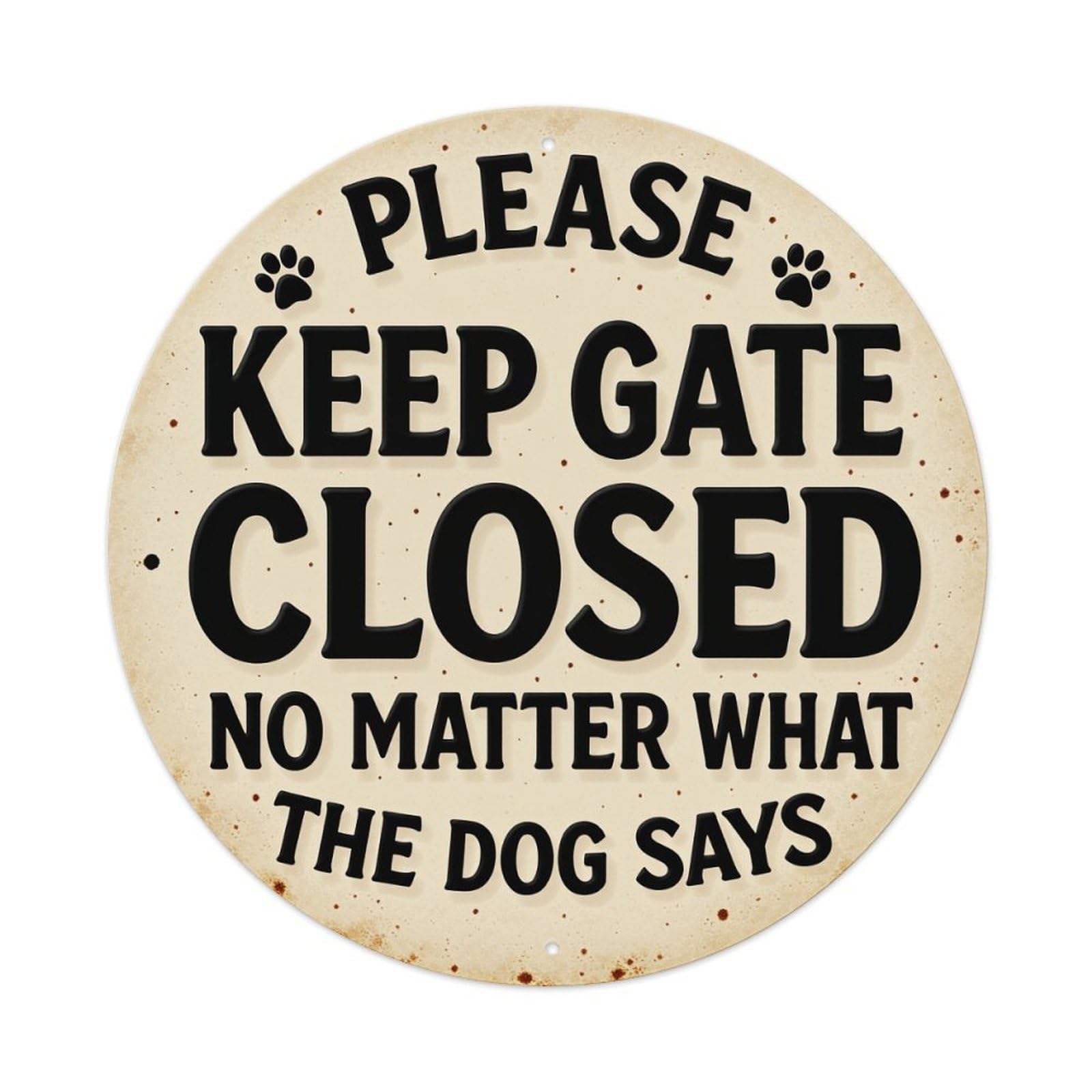Please Keep Gate Closed No Matter What The Dog Says_1 Round Metal Tin Sign Vintage Wall Decor, Bar Garage Cafe Kitchen Home Wall Art Poster 8x8inches