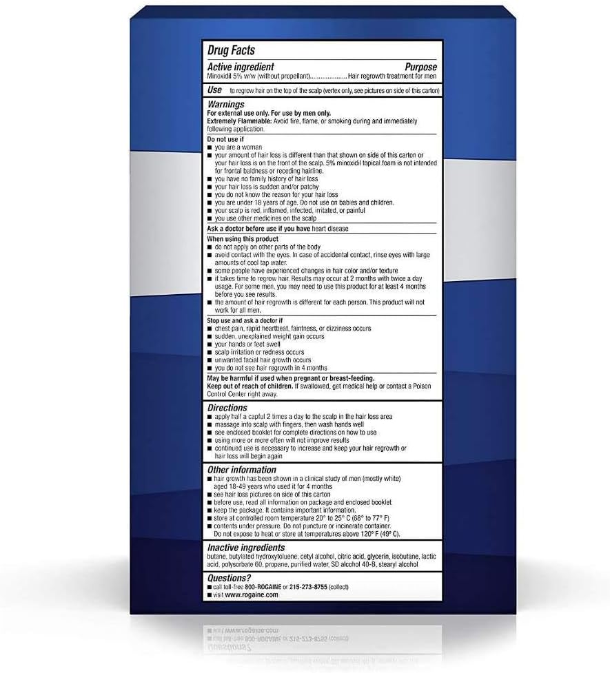 Rogaine for Men Hair Regrowth Treatment 3 Months Supply Foam : Beauty & Personal Care
