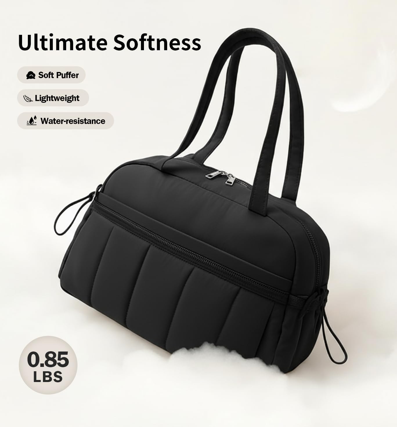 Travel Duffle Gym Bag for Women, Lightweight Puffer Carry on Weekender Bags with Wet Pocket Tote Yoga Workout Bag (Black) - Image 4