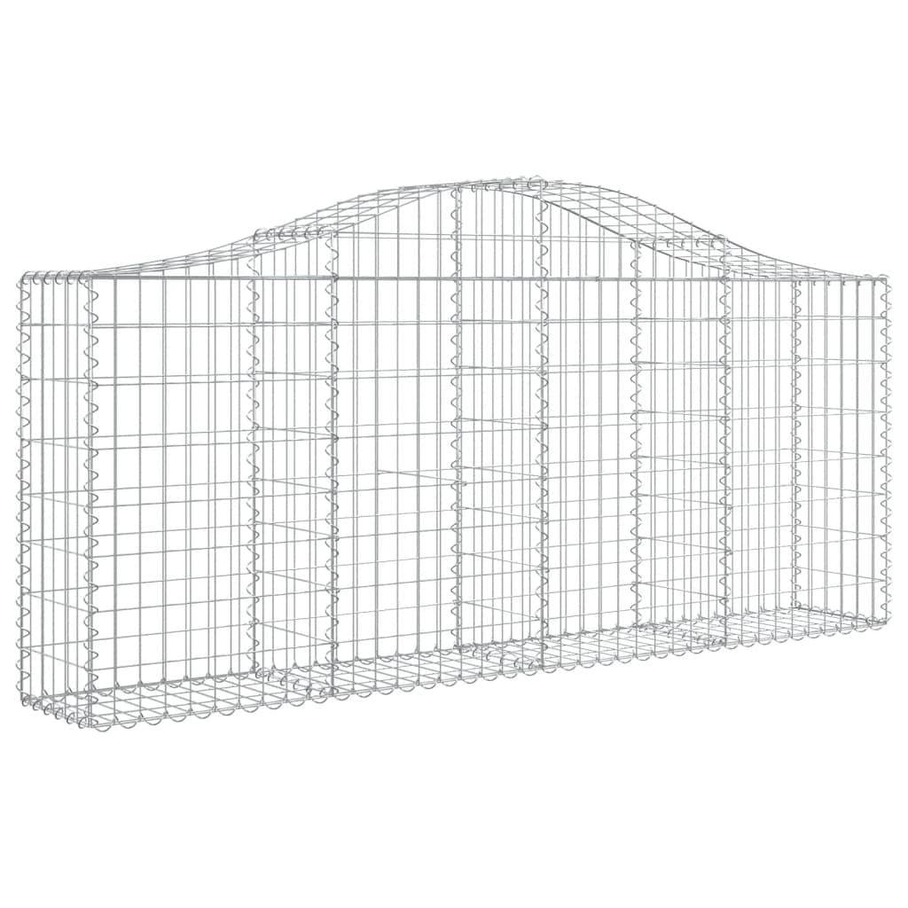 2 gaviones con arco alto, 200 x 30 x 80/100 cm, hierro galvanizado para barreras de jardín y protección de la privacidad, paredes decorativas insonorizantes de acero resistente a la corrosión