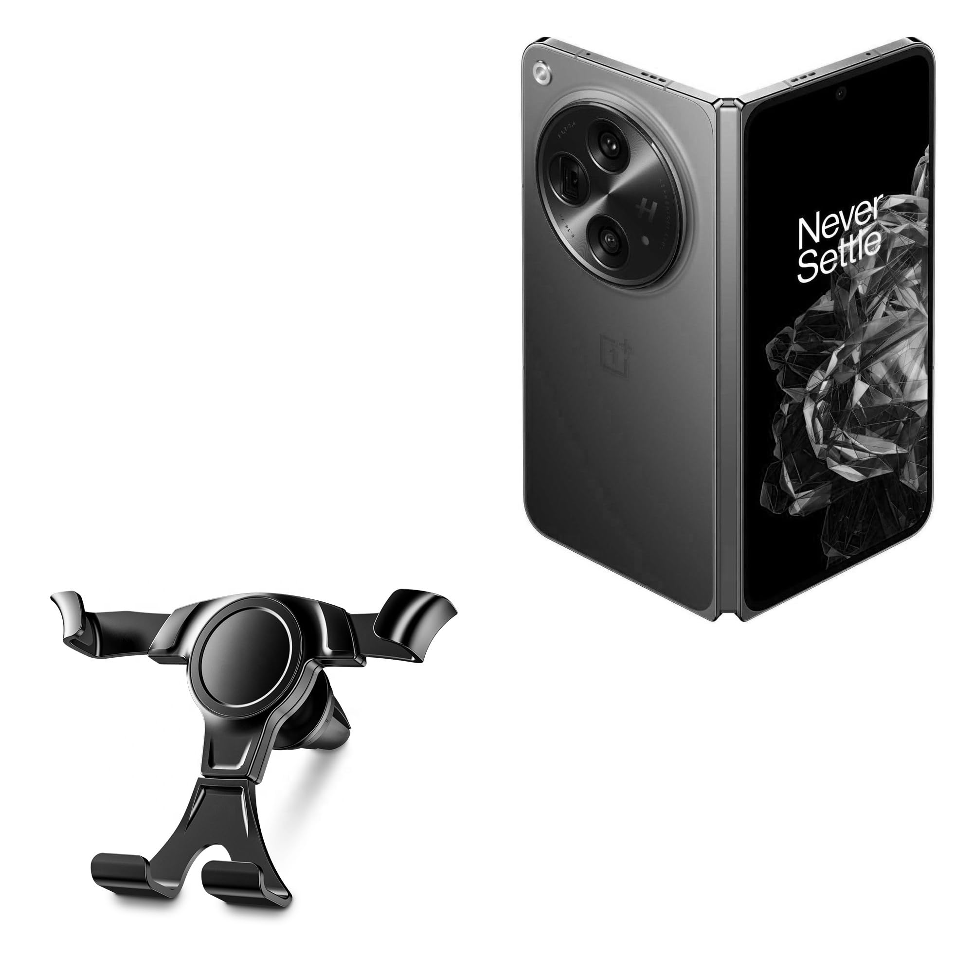 BoxWave Car Mount Compatible with OnePlus Open - X-Switch Car Mount, Air Vent Mounted Car Mount Simple Minimal - Jet Black