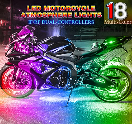 Suzco 8Pcs Motorcycle Dreamcolor Led Underglow Lighting Kit, Rain-Bow Atmosphere Neon Light Strip 12V Dc For Harley Davidson Honda Kawasaki Suzuki Golf Cart Snowmobile #TOP2