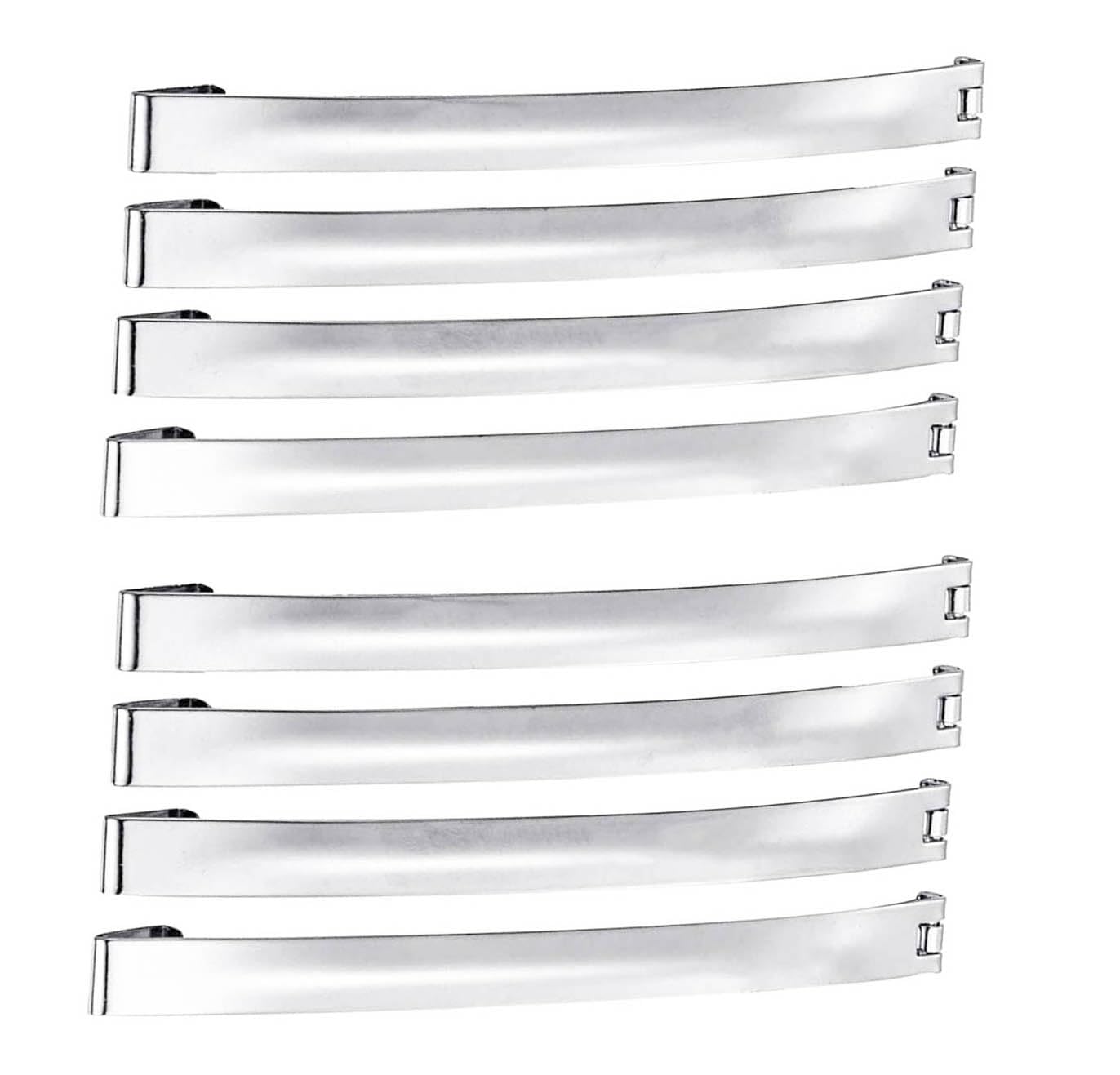 Mytoptrendz® 8pcs Slim Long Hair Sildes Barrettes French Style Single Bar Clip In Thin Domed Sprung Hair Clips Grips Classic Women Girls Hair Accessory (Silver