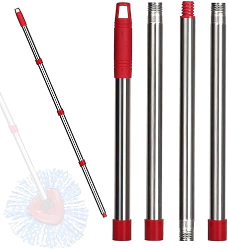 YTCYKJ Mango de repuesto para trapeador giratorio, mango de escoba o trapeador de 4 secciones de 30 a 58 pulgadas, compatible con repuestos y