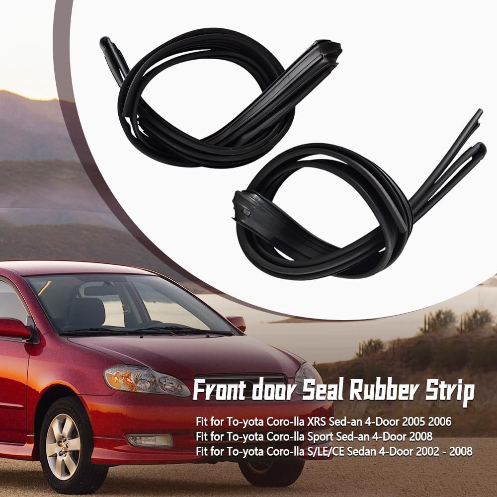 2PCS Door Window Run Channel Seal Rubber Strip Fit for 2002-2008 Toyota Corolla S/LE/CE/XRS/Sport Sedan Replacement for 68151-02050 (Driver Side) & 68161-02050 (Passenger Side)