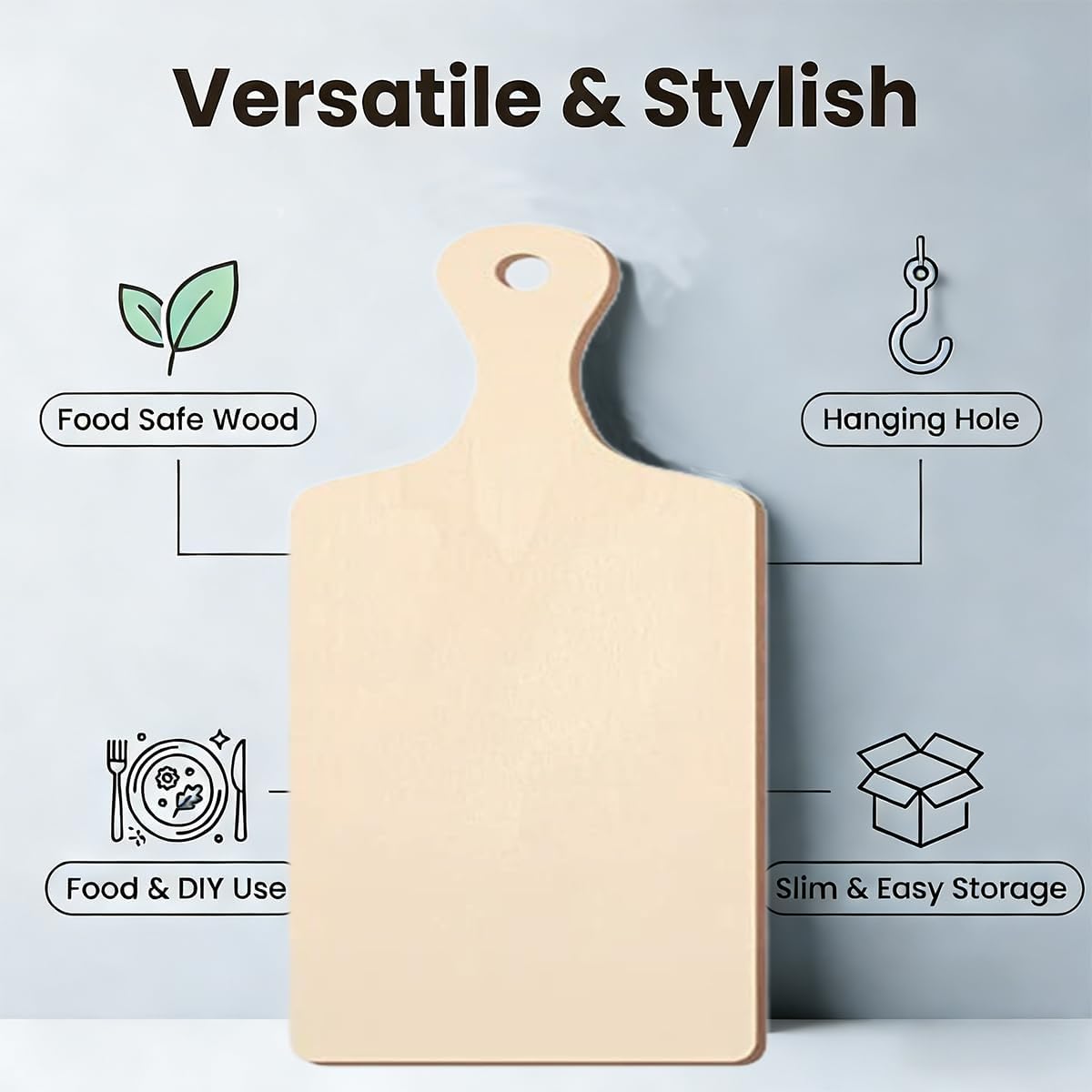 Mini Charcuterie Boards 30 Pack – Small Wooden Cutting Board with Handle, Unfinished Wood Paddle Design for DIY Craft Painting, Mini Cutting Boards for Kitchen, Decor, Events and Bulk Use