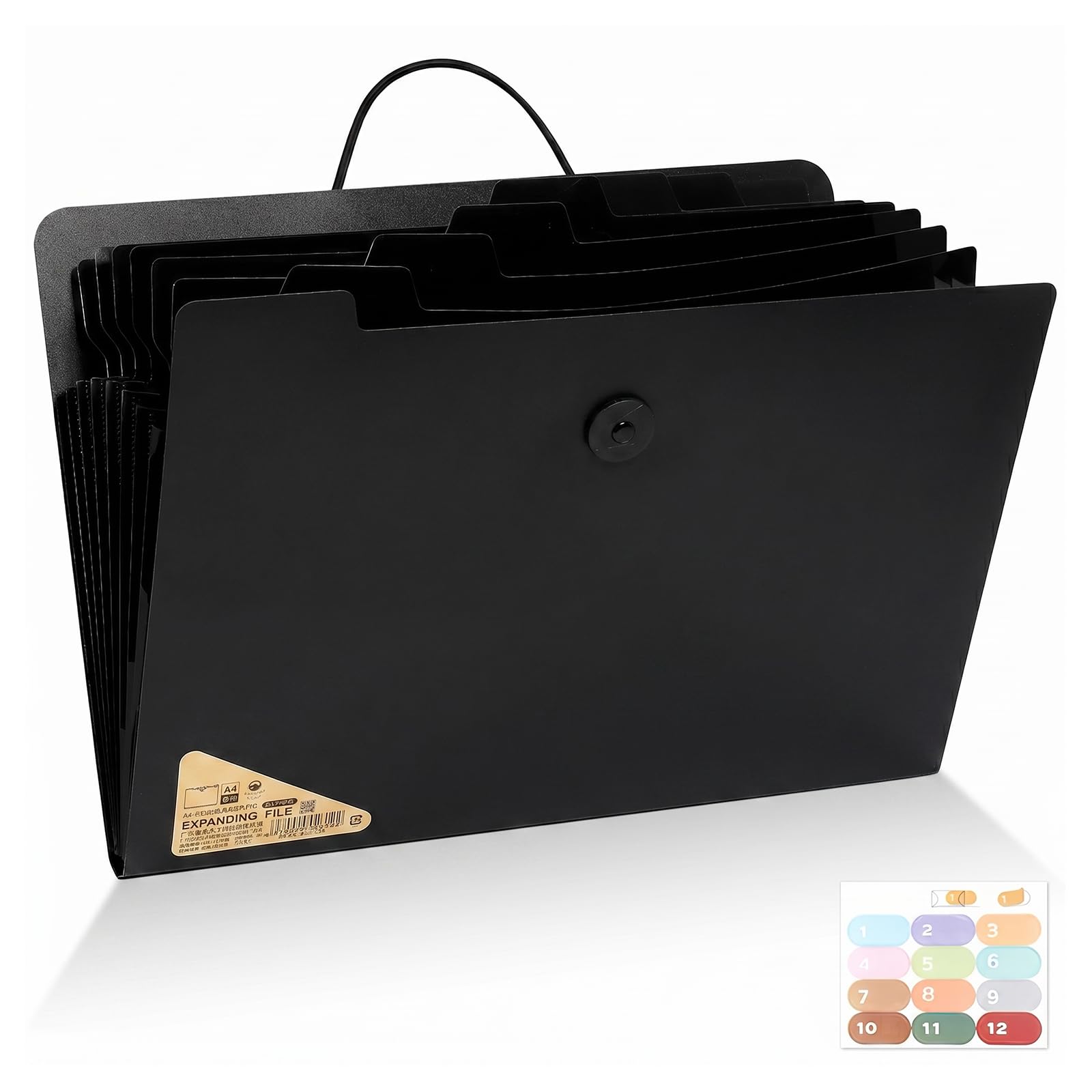 SAYEEC Expanding File Folder, 13 Pockets Accordion File Organizer with Labels Letter Size Folders for Document Portable Paper Bill Receipt Organizer for Home Travel Office Supplies Black โ image 1