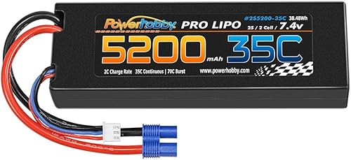 Miniatura 3 de Powerhobby 2s 7.4v 5200mah 35c Lipo batería w EC3 Plug 2-Cell