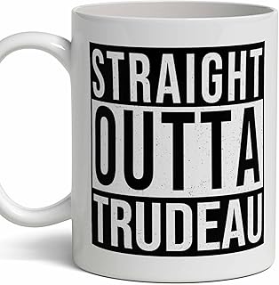 Trudeau Last Name Gift. Personalized, Custom "Straight Outta" Surname Sign Coffee Mug. 11 Ounces.