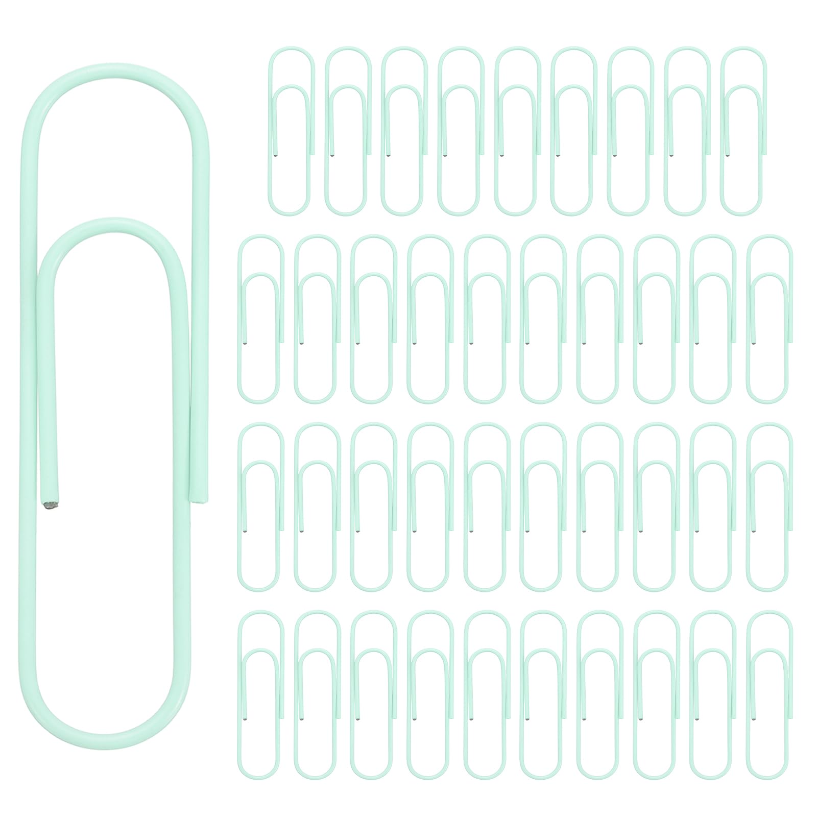PATIKIL 4 Inch Large Paper Clip, 40Pcs Big Paper Clip Metal Giant Extra Large Rust-Proof Strong Bulk for Home Office Supplies Organizing Files Document Bookmark, Light Green