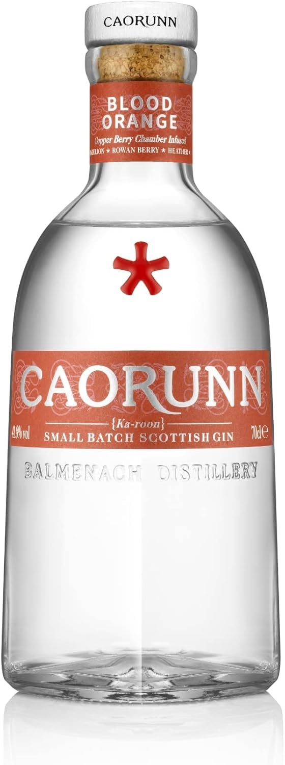 Caorunn Blood Orange Scottish Gin, 70cl, 41.8% ABV, Handcrafted Premium Dry Gin with Zesty Citrus and Blood Orange Bitterness, Distilled & Bottled at Balmenach Distillery