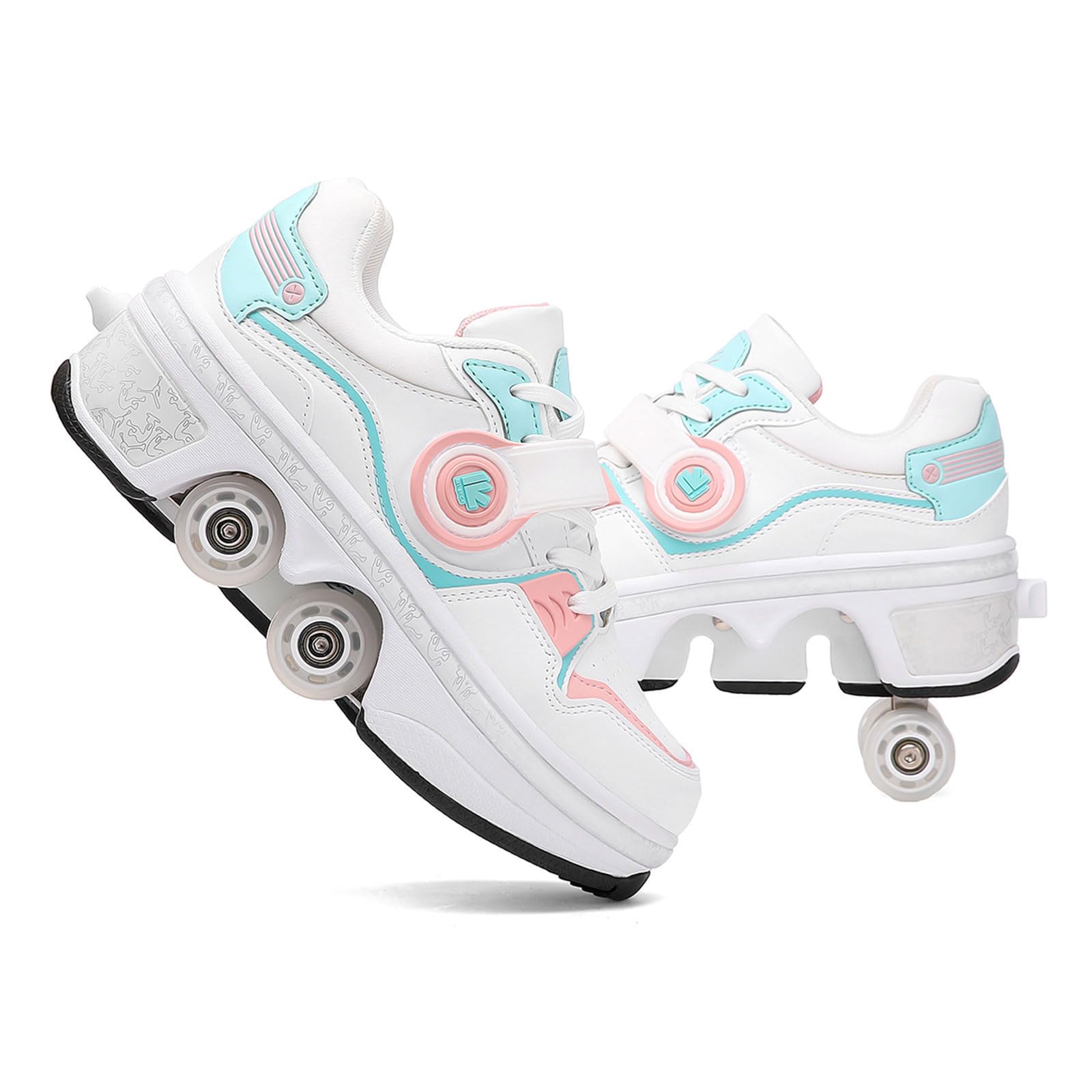 PairduckRoller Skates for Women - Retractable Roller Shoes 2-in-1 for Indoor & Outdoor Skating with Adjustable Wheels