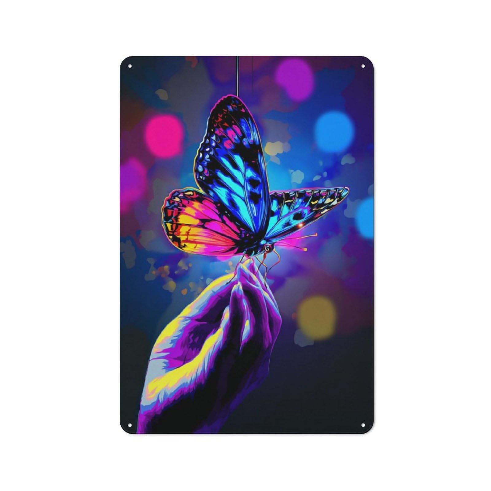 Junmoney Neon Butterfly Artwork 30X20cm Rustic Metal Sign With For Guest Room Or Hallway, For Vintage Wall Decor Fans, For Metal Sign Collectors
