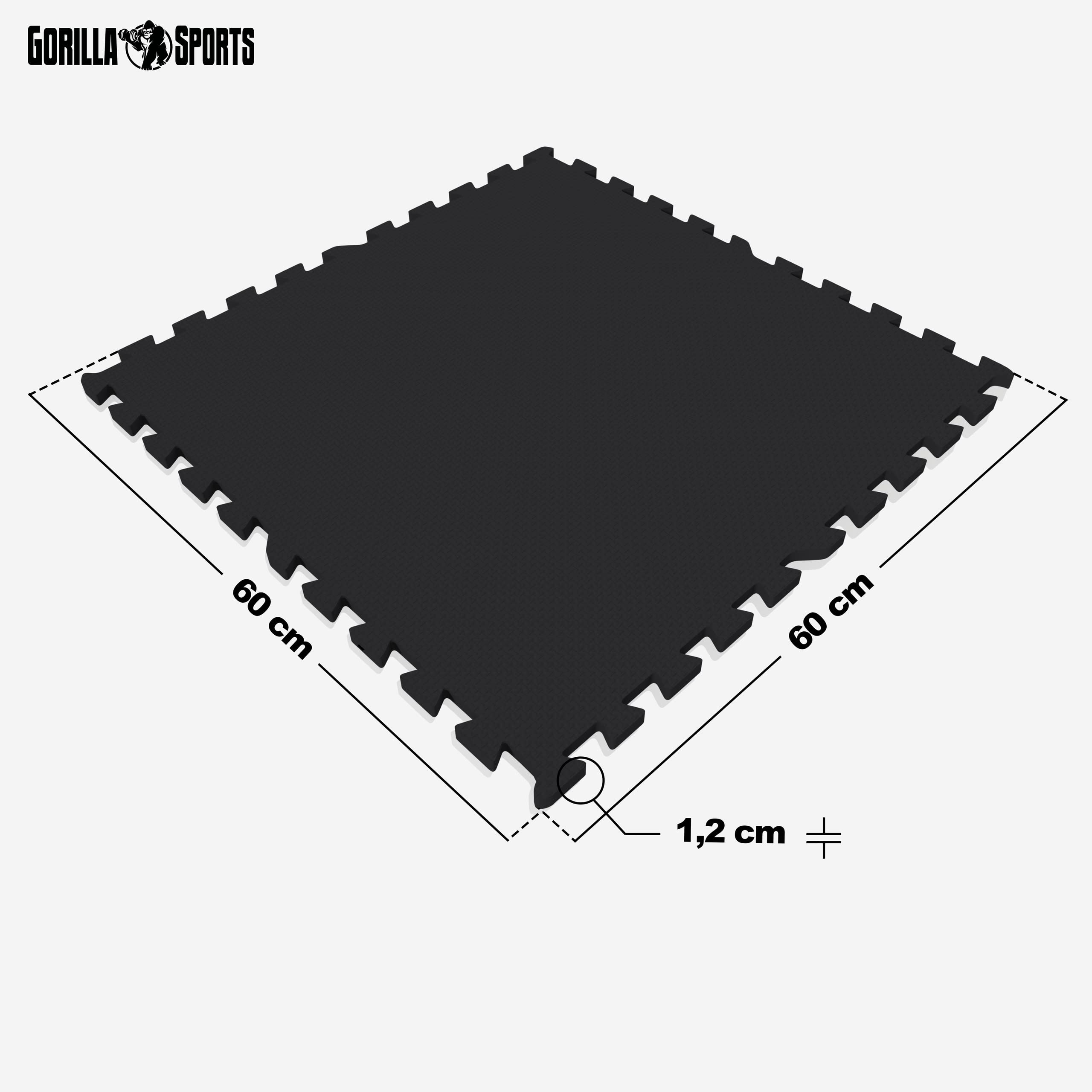 GORILLA SPORTS® Tapis de Protection Fitness Puzzle - 8 ou 16 Dalles, 60x60cm, Épais 12mm, Antidérapant, Mousse EVA, Couleurs - Tapis de Sol, Matelas pour Salle de Sport, Exercice, Garage, Gym, Piscine
