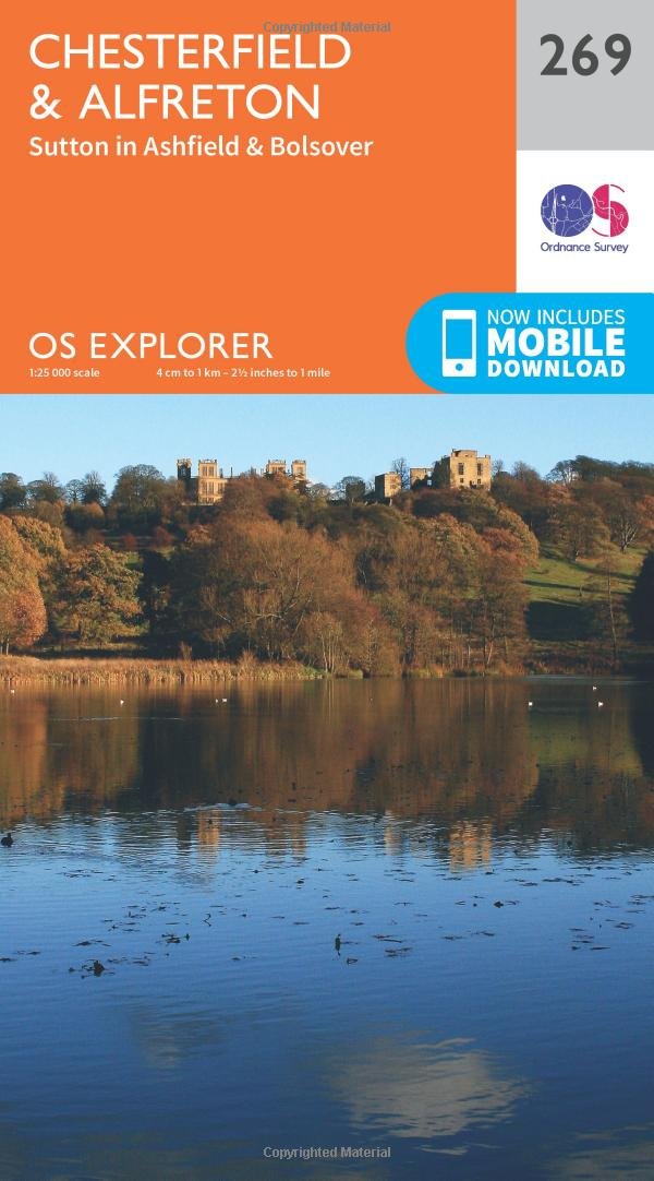 Ordnance Survey Explorer 269 Chesterfield & Alfreton Map With Digital Version Orange