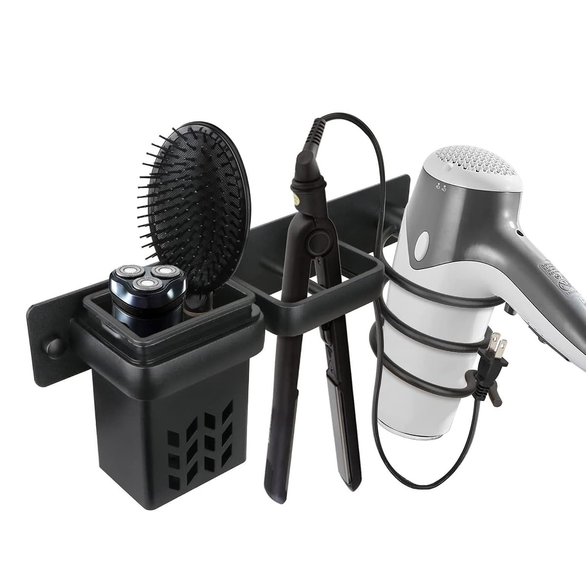Supporto per asciugacapelli e Piastra per Capelli Staffa da Parete per medicazione in Alluminio Staffa di archiviazione salvaspazio Multifunzionale
