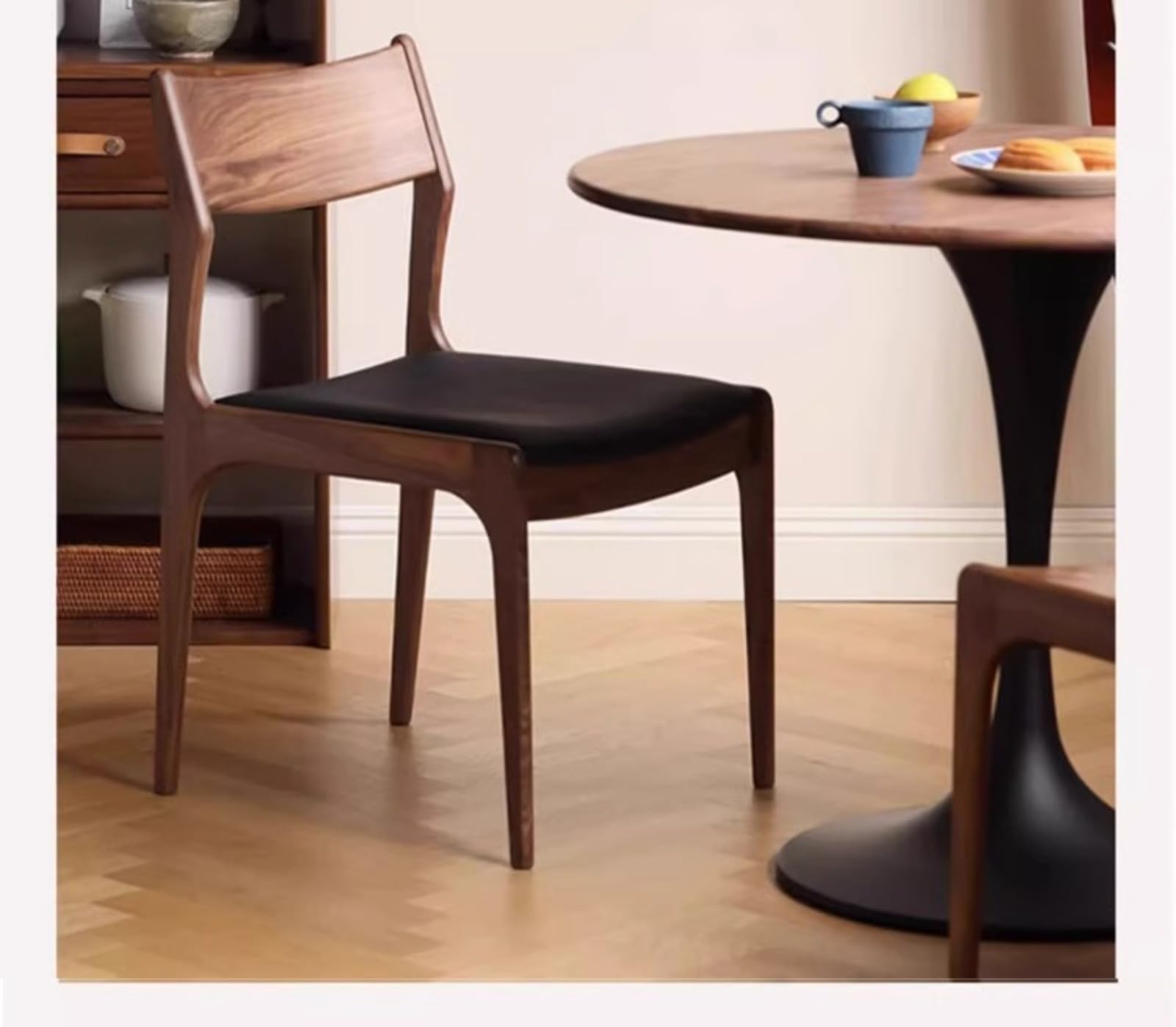 Table de salle à manger ronde en bois tulipe avec base en métal - Table de salle à manger moderne naturelle - 90 x 74 x 3 cm - Décoration élégante de salle à manger