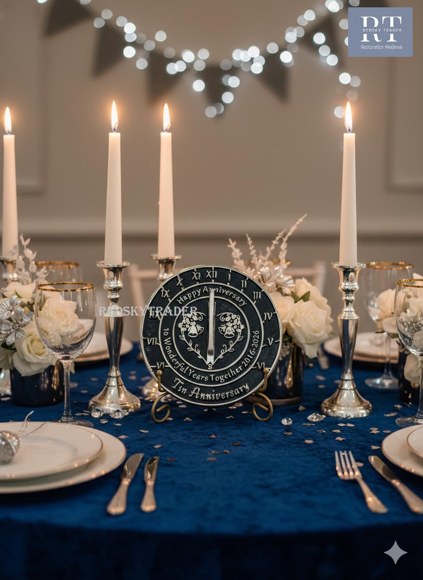 10th Anniversary Sundial Golden Wedding Memorial Gift for Love Ones 8 inches Home and Garden Decor