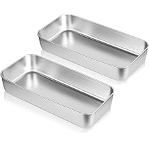 13 Inch Stainless Steel Mud Pan, 2 Pack Drywall Mud Pan Rolled Edges Thick Metal Drywall Tool Tray for Easy Taping Knife Cleaning to Use Mixing Cement Mortar Putty Paint