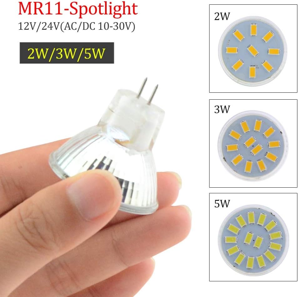 Indoor Lighting 6pcs LED Diode Lamp 2W 3W 5W 10V-30V MR11 LED Spotlight Bombillas SMD 5730 Chip High Lumen Saving for Kitchen Bed Room (Color : Cool White, Size : 5W)