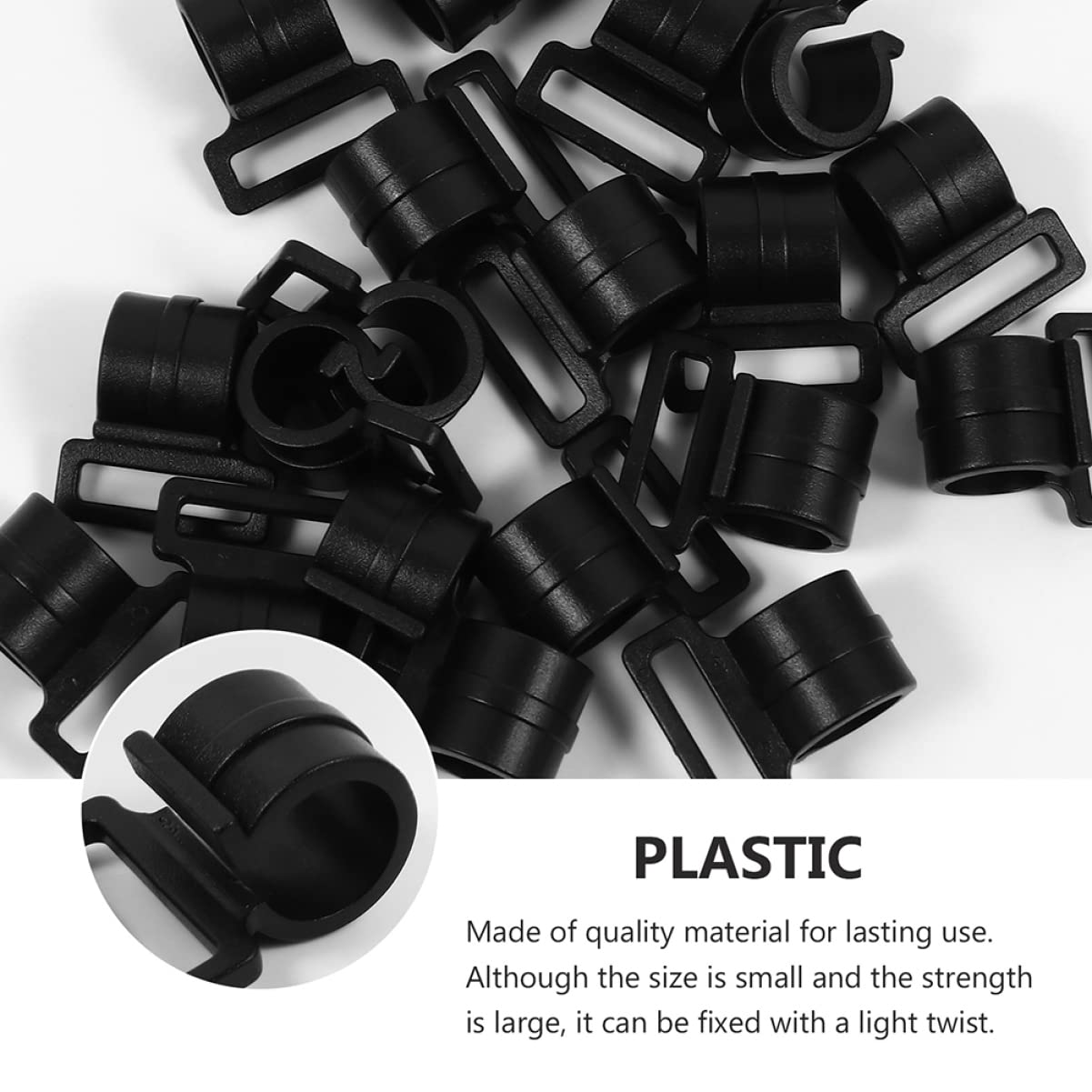 INOOMP Outdoor Teepee 30pcs Connectors- Plastic Clamp Shaped Clips Connecting Outdoor Tarp Hanger Pole C for Camping Tent Hooks Hiking Awning Rod Inner Hook Black Suspension Clip Lock Cartop Tent