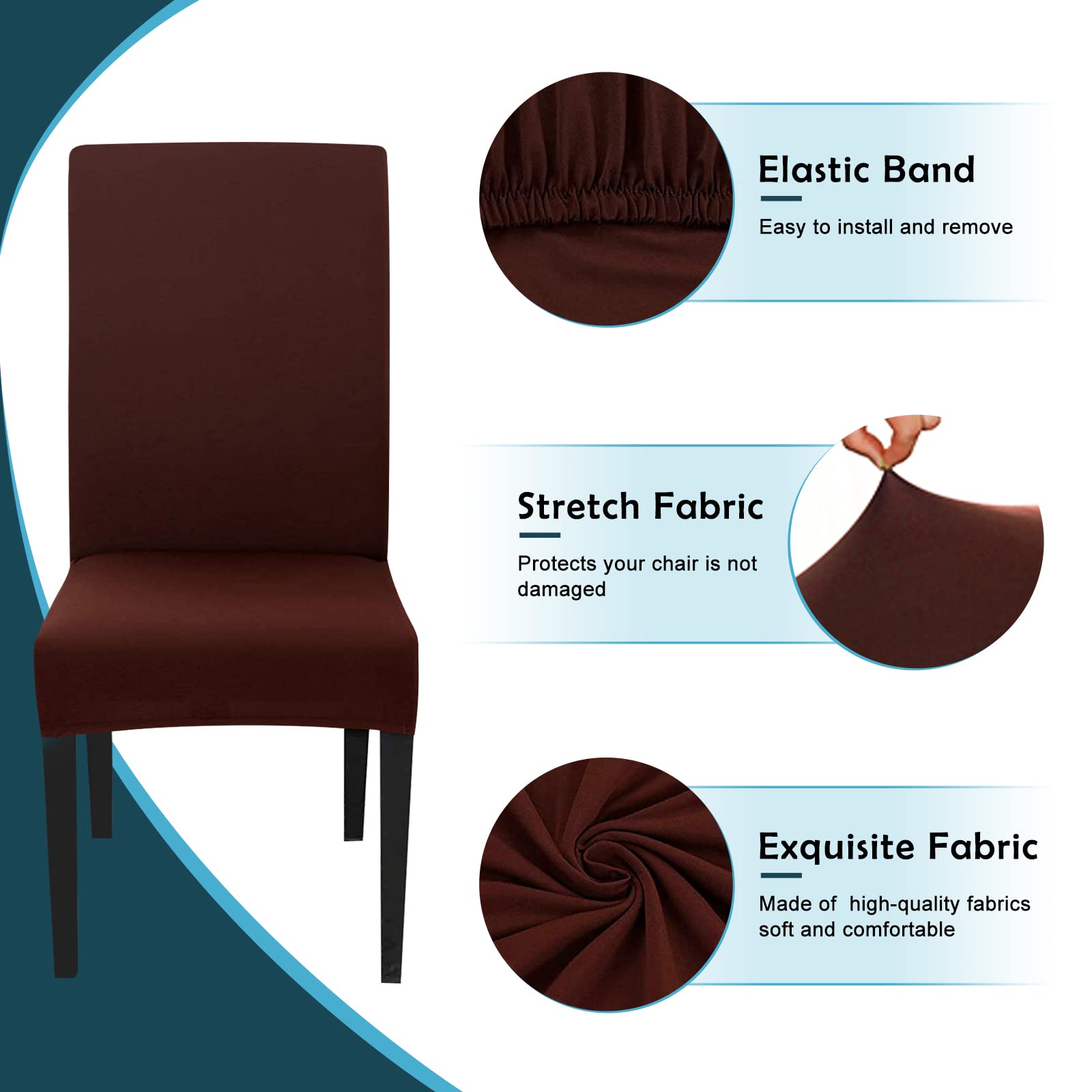 Jaotto Coprisedia con Schienale Elasticizzato 4 Pezzi,Fodere per Sedie da Pranzo Lavabile Universale Estraibile,Moderno Vestisedia per Cucina,Copertura della Sedia per Casa Ristorante(Caffè,4 Pezzi)