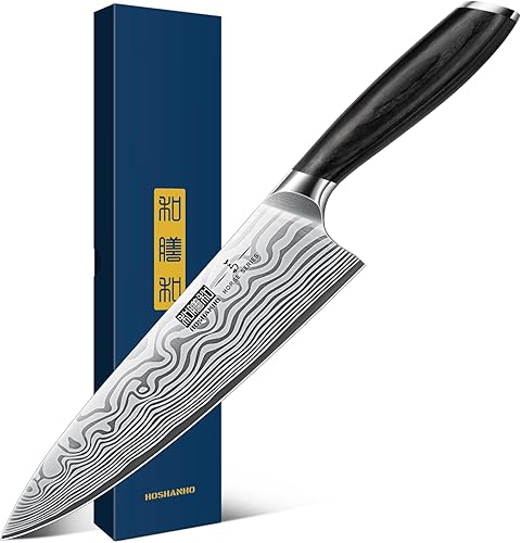HOSHANHO Cuchillo de chef de 8 pulgadas, cuchillo de cocina de acero en polvo de alto carbono ultra afilado, cuchillo de chef japonés profesional