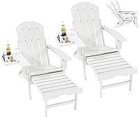 Vista 1 de FOOWIN Adirondack - Silla Adirondack con otomana retráctil, silla Adirondack plegable ajustable de polietileno de alta densidad con bandejas 4 en 1