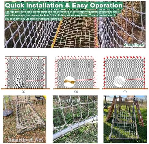 Outdoor Climbing Net for Kids & Adults - 4x7.5m Safety Cargo Net for Swingset, Climbing Frame, Playtime, Training, and Adventure Fun, Durable Protection Ladder Net