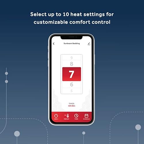 Miniatura 5 de SUNBEAM Almohadilla de colchón térmica térmica de mezcla de algodón premium con conexión WiFi de doble temperatura, con controlador, aplicación y