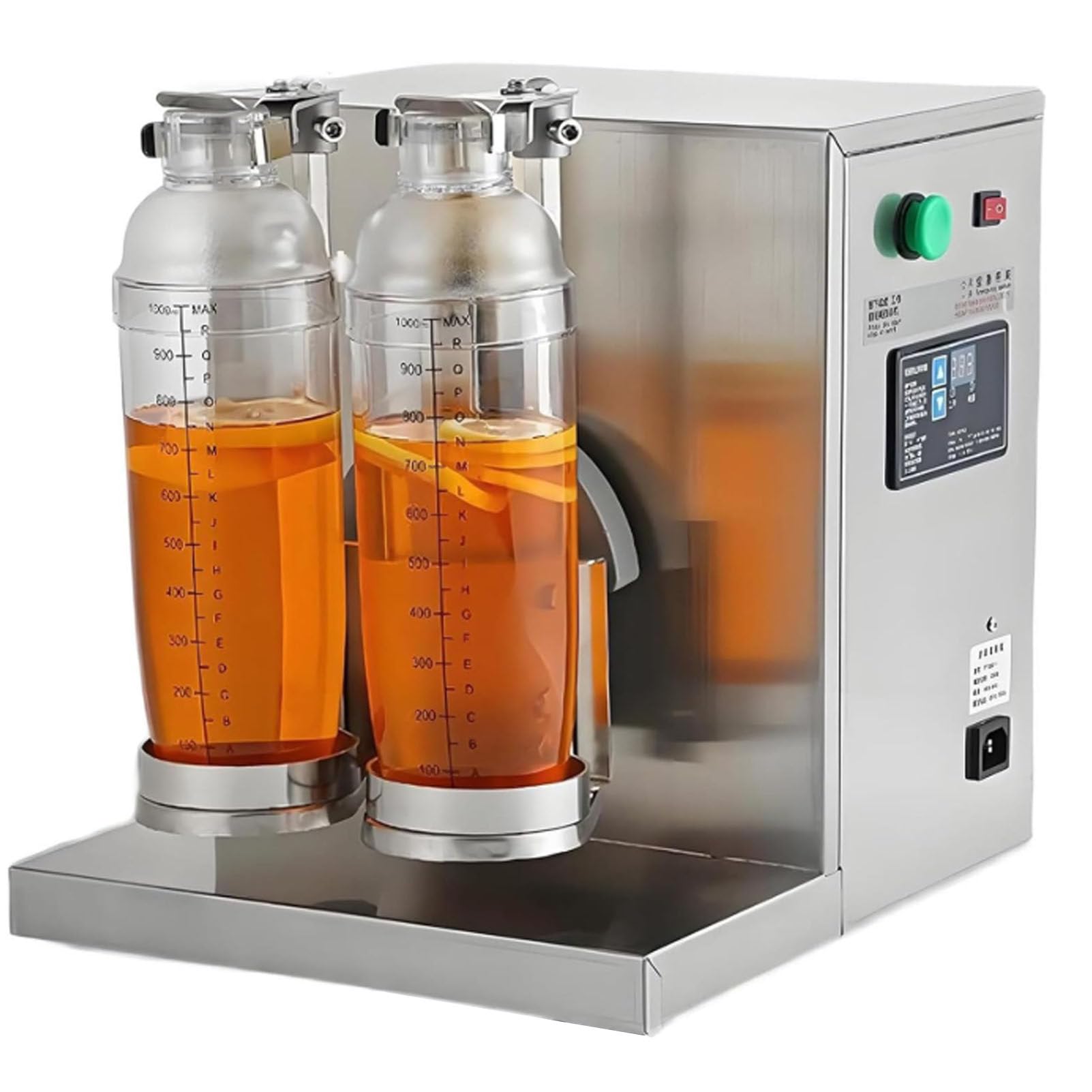 Oiyekntd Electric Milk Tea Shaker, Double Cup Drink Mixer, Stainless Steel Automatic Drink Shaker for Bubble Tea, Juice, Coffee, Milkshake, Wine, Smoothies