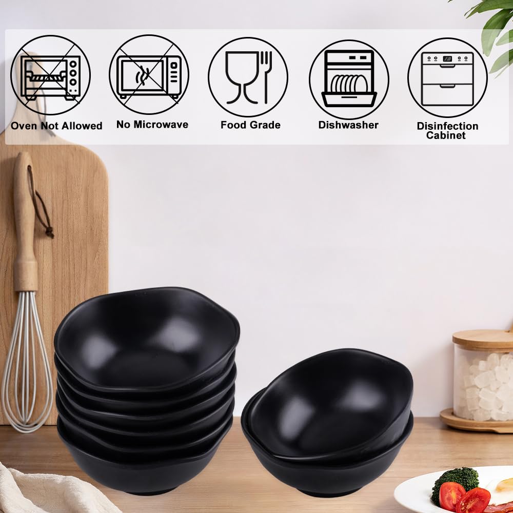 Piccole ciotole per cereali, set da 8 pezzi, colore nero, per bambini, riutilizzabili, per colazione, snack, dessert, salsa, insalata, zuppa (nero)