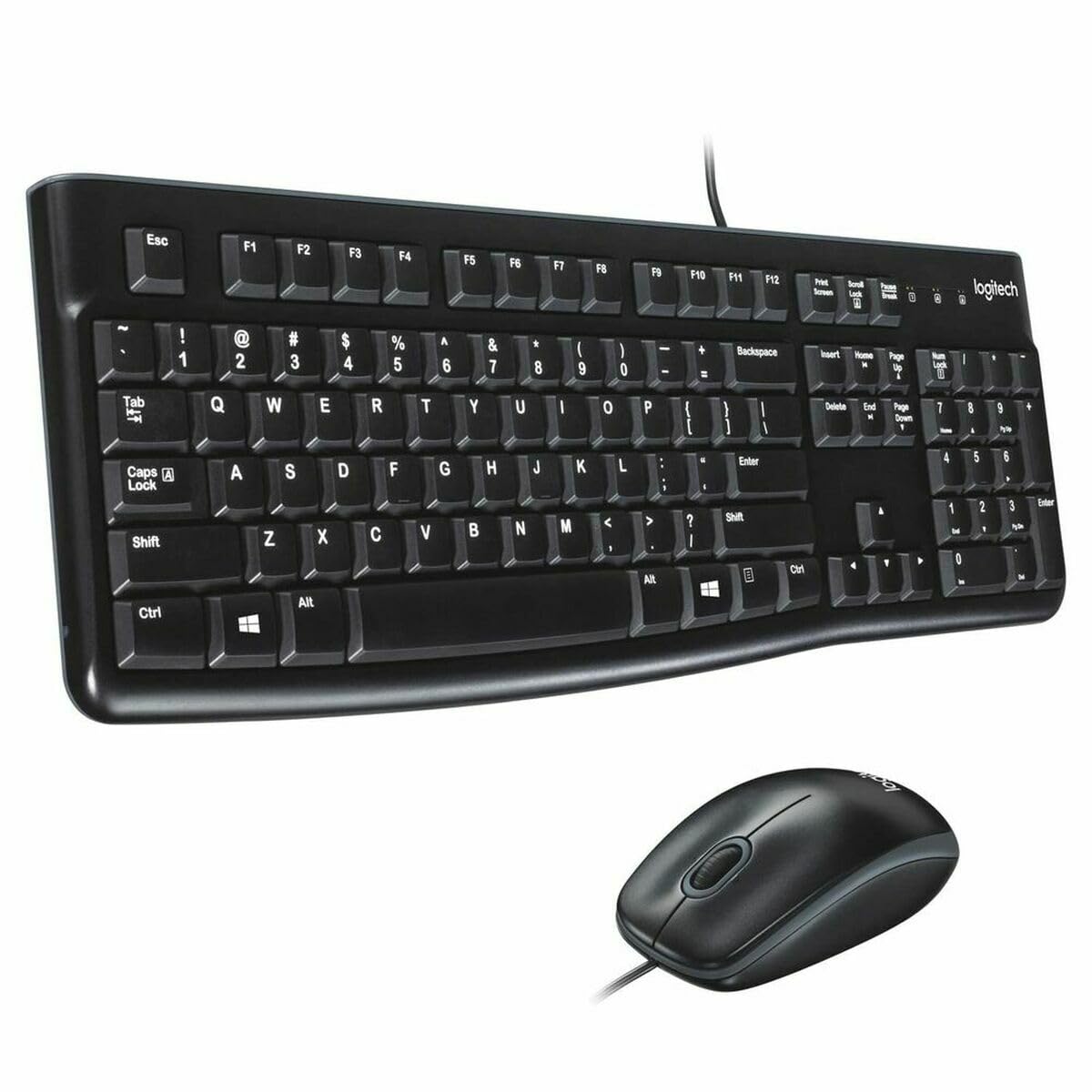 Logitech MK120 Wired Keyboard and Mouse Combo for Windows, QWERTY Portuguese Layout - Black