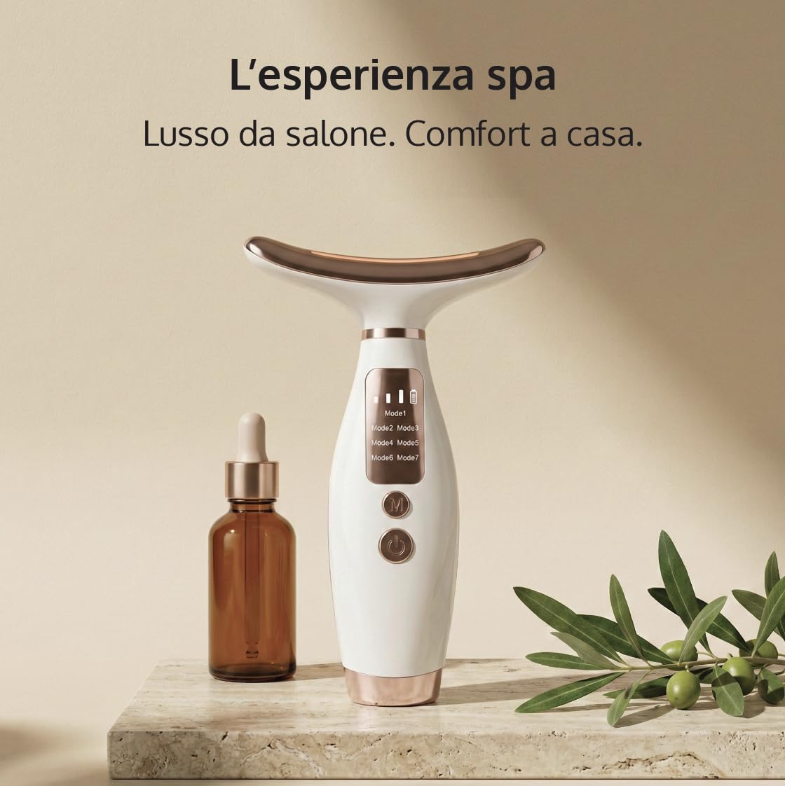 Massaggiatore Viso Angelite, Scolpitore Viso LED & Dispositivo Lifting Facciale per Rassodare & Scolpire, Strumento Rassodante con Calore & Vibrazione per Mascella, Guance & Collo, Garanzia di 2 Anni