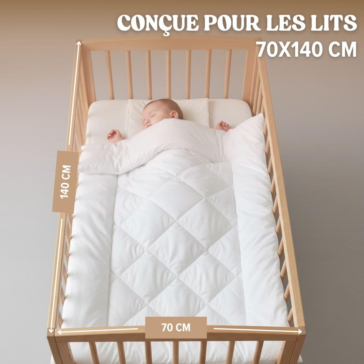 DREAMWAY Couette Bébé 300gr/m2 – Enfant – 100x135 cm | Pour Lit Bebé 70x140 cm – Anti Acariens – 100% Microfibre Douce – Certifié Oeko-TEX – Couverture bébé pour Toutes Saisons