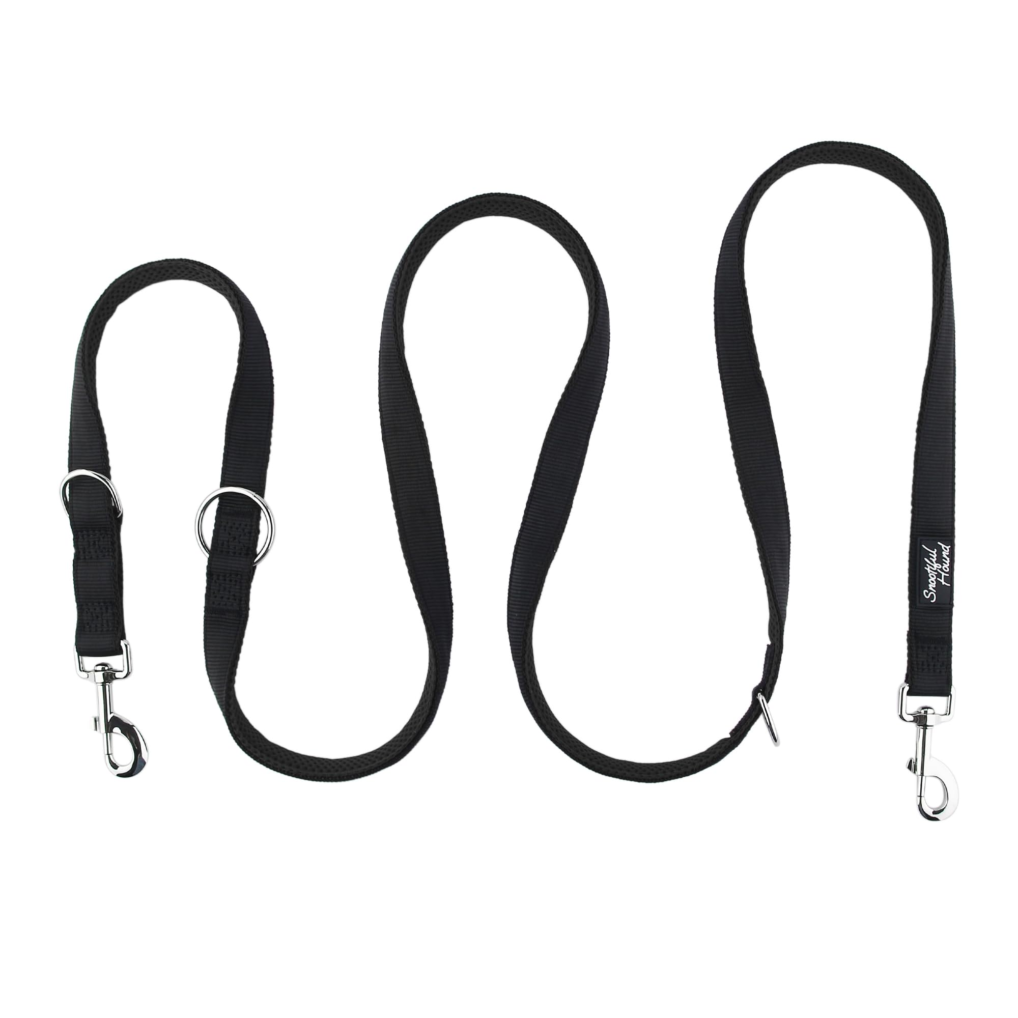 Snootiful Hound Double Ended Dog Lead - Ideal Training Lead - Comfort Mesh Padding - Double Clip Leash - 220cm x 2.5cm (Black) - Image 4